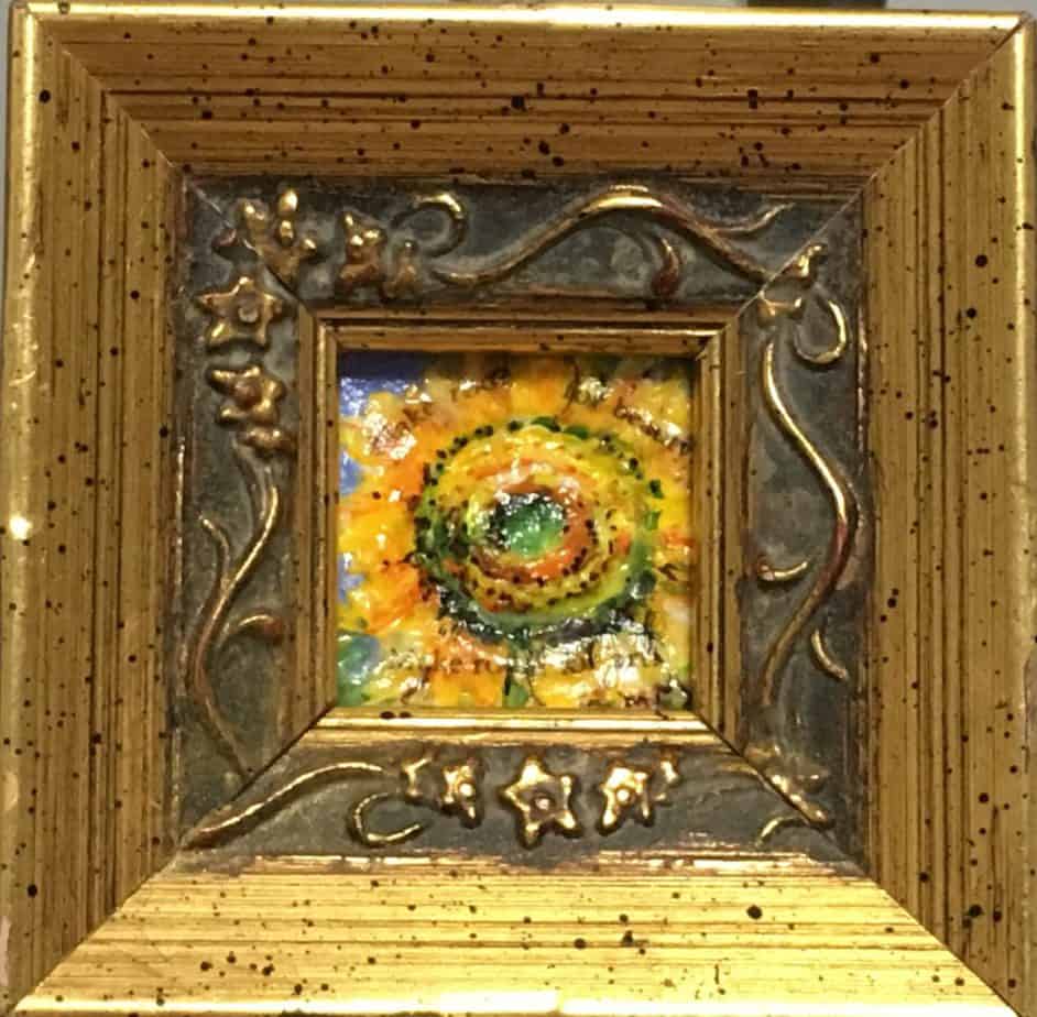 Tiny mixed media sunflower