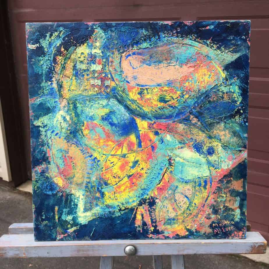 Wax and Oil (blue abstract painting)